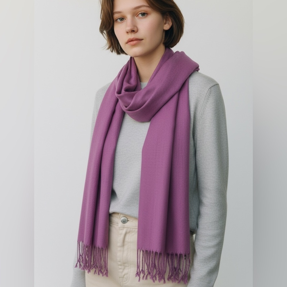 Pashmina Fringed Scarf Wrap Pink